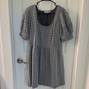 LOFT Black and White Textured Mini Dress